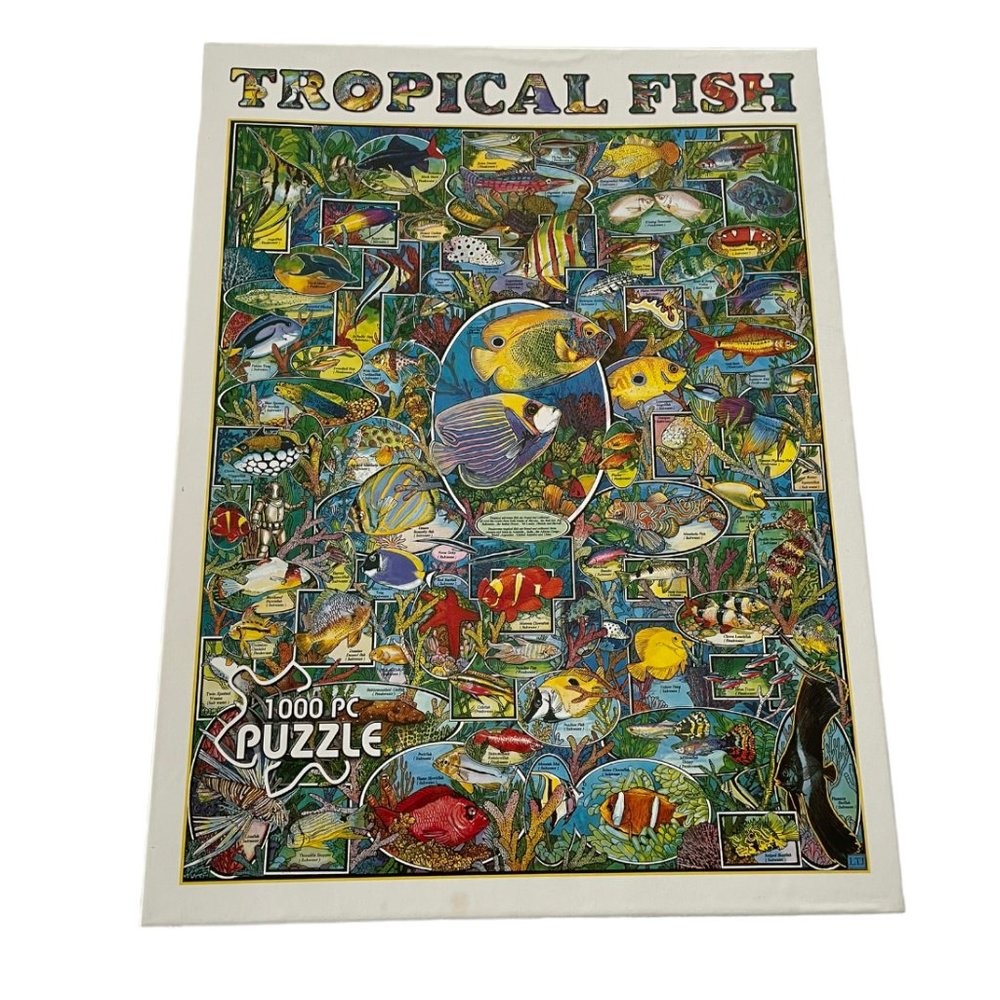 Vintage White Mountain Tropical Fish Jigsaw Puzzle 1000 Piece 1999 24x30
